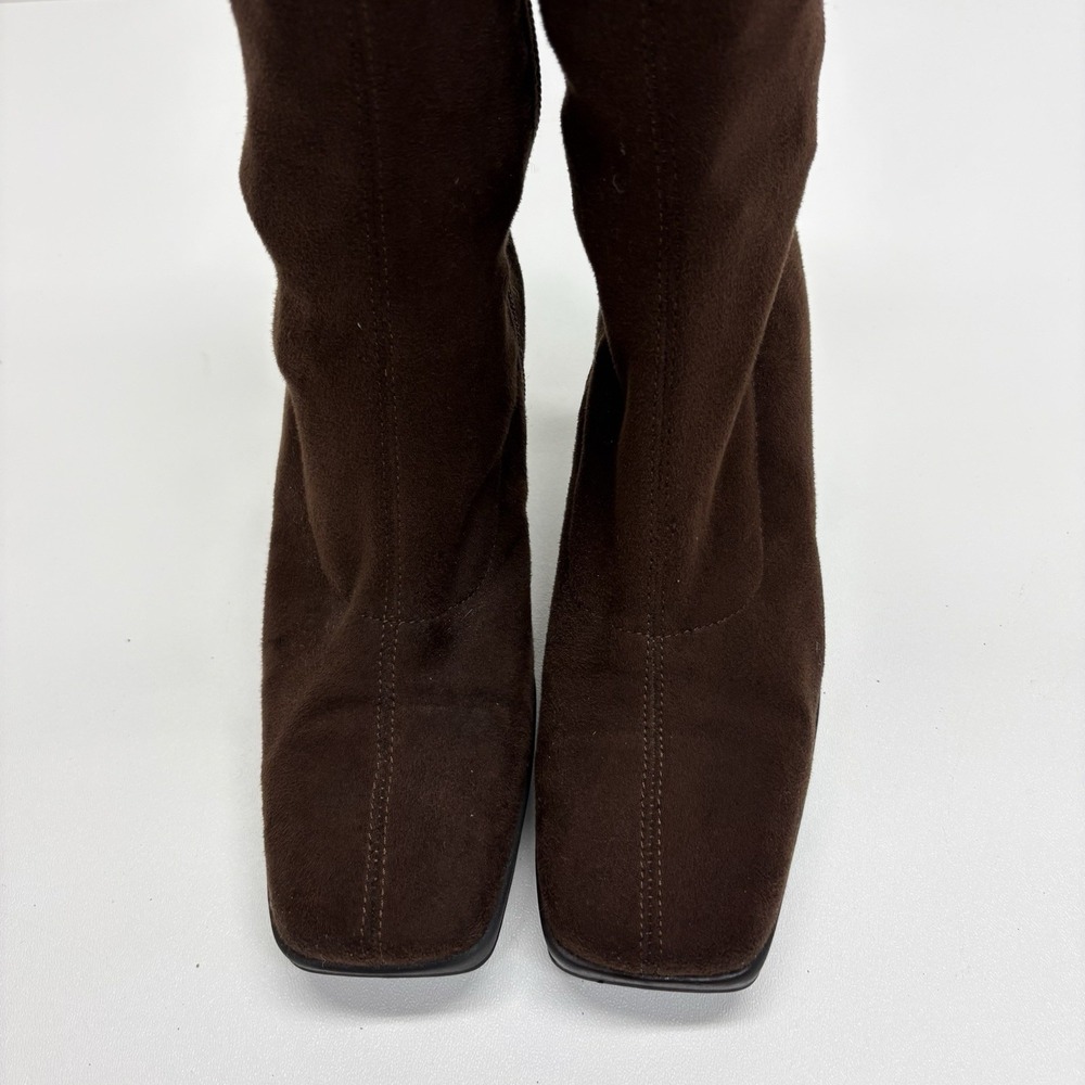 SKECHERS Y2K "Somethin' Else" Vintage Brown Retro Square Toe Knee High Boots 6 - Picture 5 of 14